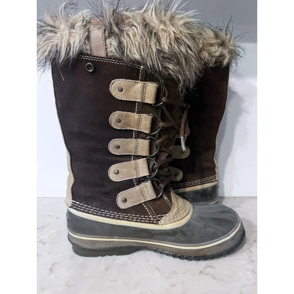 Sorel Women's Joan of Arc Boots Waterproof Fur Trimmed Lace Up Size 8‎ (READ)